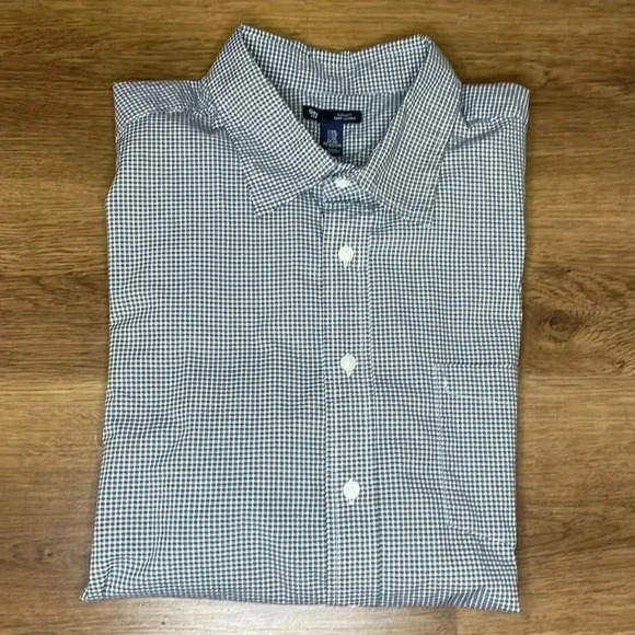 Gap Men’s XXL Gray Checkered Button Down Long Sleeve Shirt - Picture 1 of 8